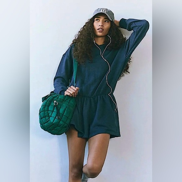 Free People Such a Flirt Romper NWOT Size XS FP Movement Navy - Picture 2 of 7